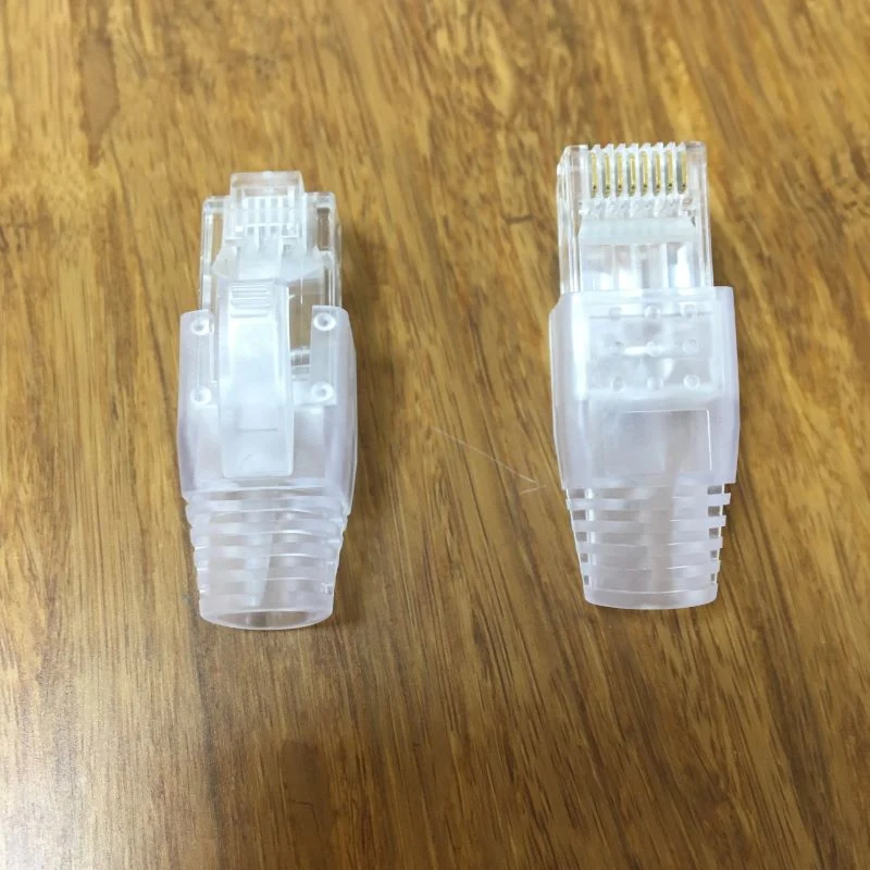 RJ45 Pass Through Modular Plug UTP Ethernet Cables Network Modular Plug Cat5e/CAT6/CAT6A RJ45 Crystal Heads 8p8c RJ45 Network Modular Plug with Boot