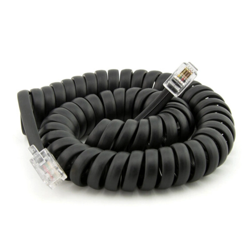 Telephone Cable, 4p4c/6p4c Coiled, Phone Cable, Modular Plug to Modular Plug