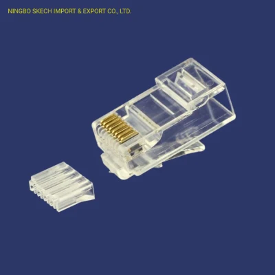 RJ45 8p8c UTP Cat5e/CAT6 Netzwerk-Modularstecker 2 Spitzen/3 Spitzen (Gabeln) mit Einsatzschiene mit UL-Zulassung