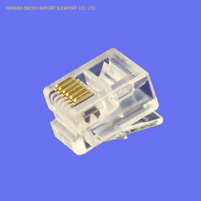 UTP Rj12/Rj11 6p6c Modularstecker Cat3 Netzwerk-Telefonanschluss 6-adriger Telefonstecker für 6p6c-Kabel