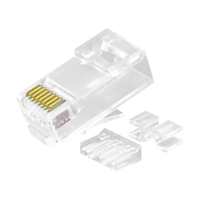 CAT.6A RJ45 8P8C Modularstecker Ungeschirmte (UTP) Netzwerkanschlüsse 3-teiliges Kit Transparent